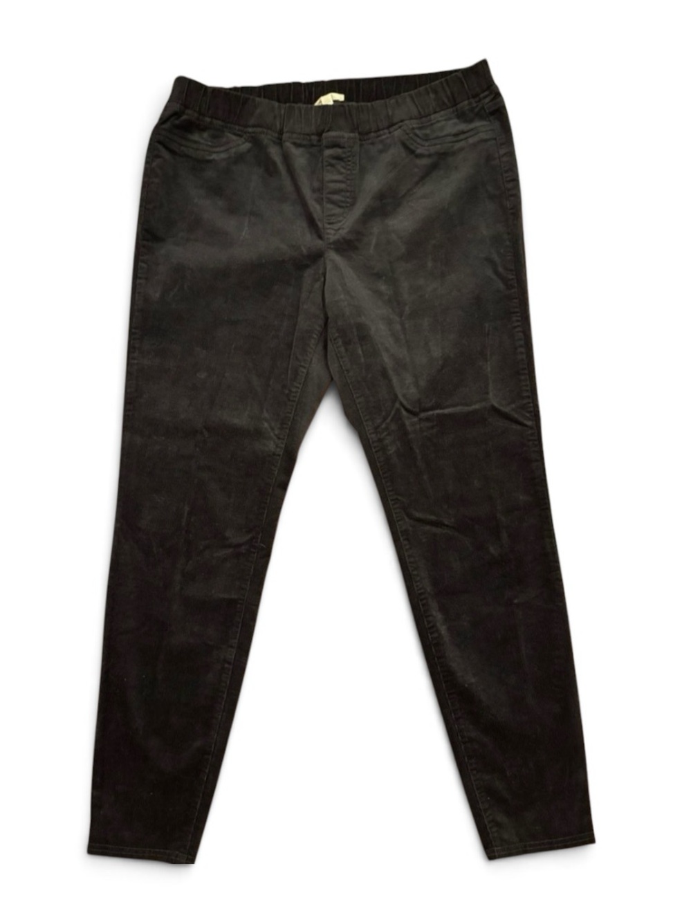 Eileen Fisher Corduroy Organic Cotton Tencil Black Stretch Pull-On Pants, L